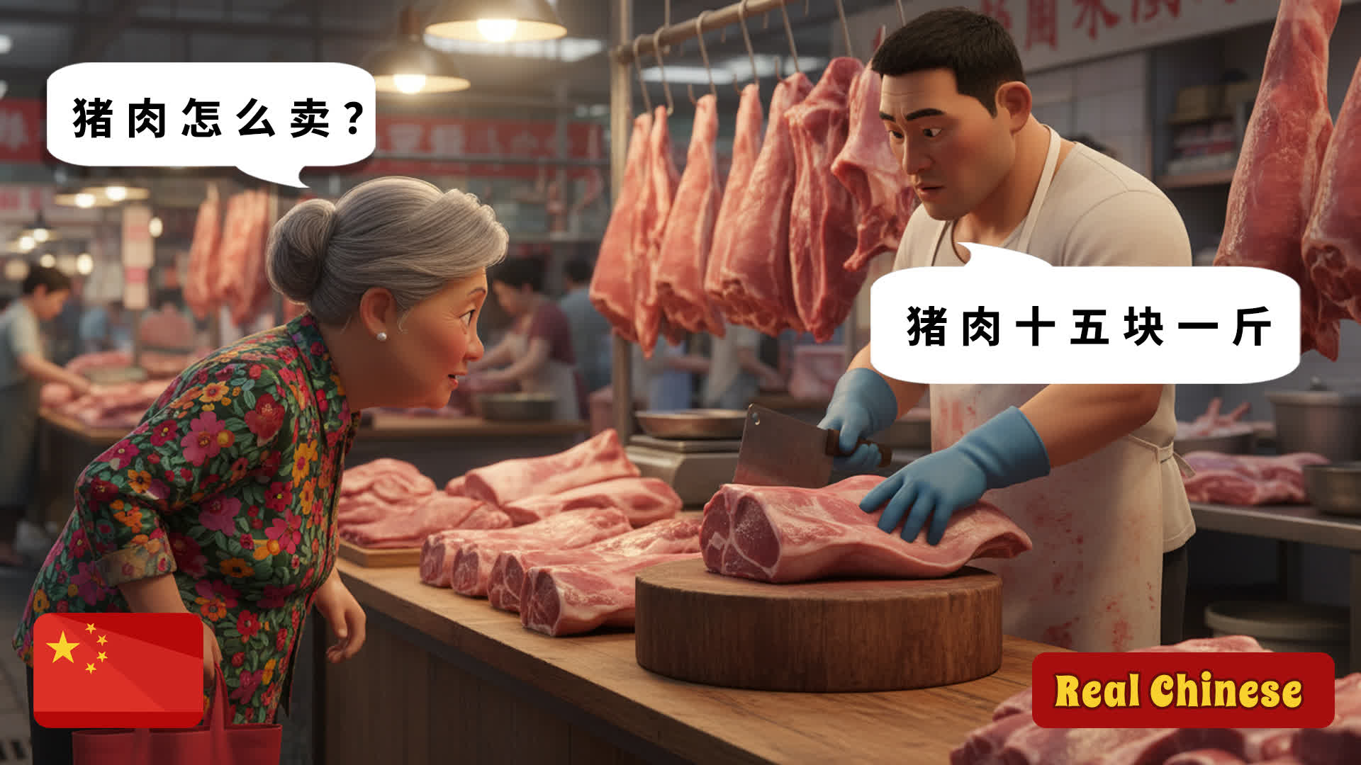 [PDF Transcript] 12 Short Chinese Conversation for Beginners – Shopping for Groceries (HSK 1-2)