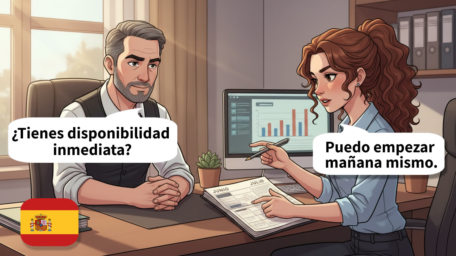 [Spanish Listening] 10 Easy Conversations for Beginners (A1-A2) | Job Interview